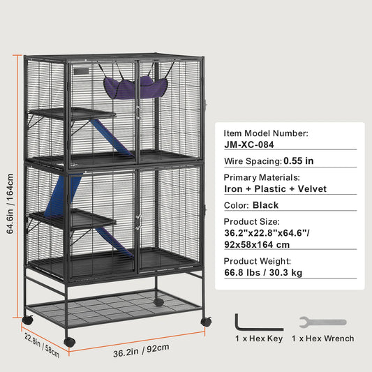 Heavy Duty Rolling Metal Four Tier Small Animal Ferret Cage