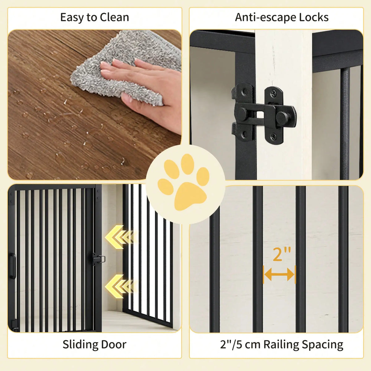 Wooden Dog Crate Furniture With Barn Door And Side Table