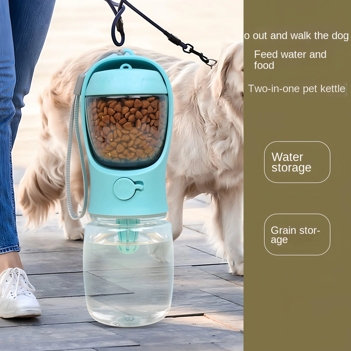 Portable Outdoor Pet Water Bottle With Food Storage Compartment