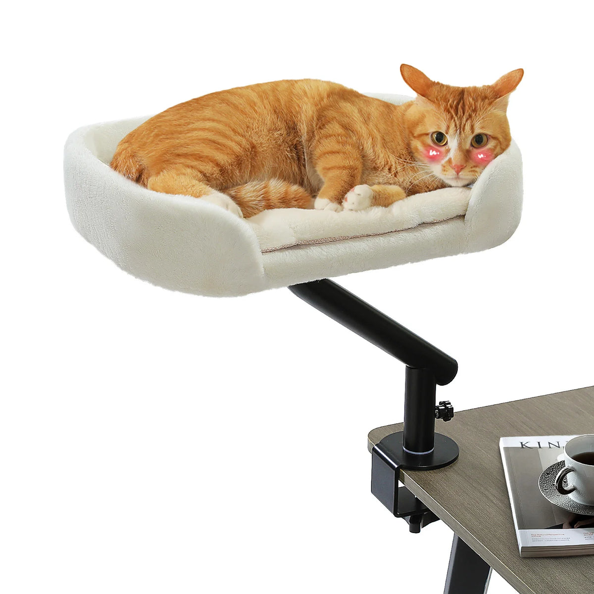 Pawz Road Adjustable Rotatable Plush Desk Cat Bed Stand