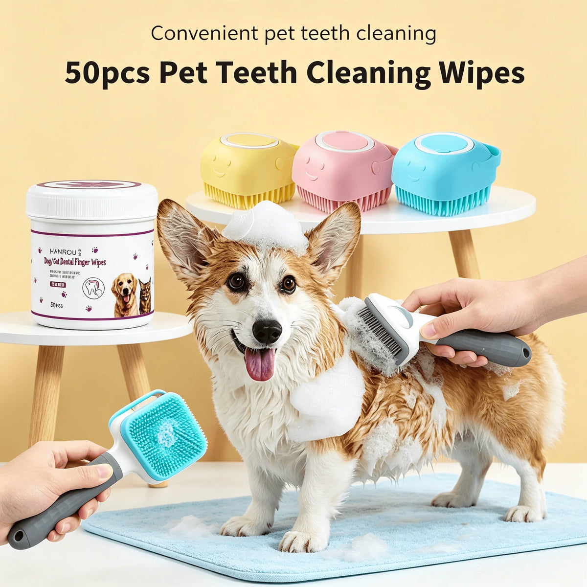 Complete Pet Grooming Kit With Deshedding Brush And Finger Wipes