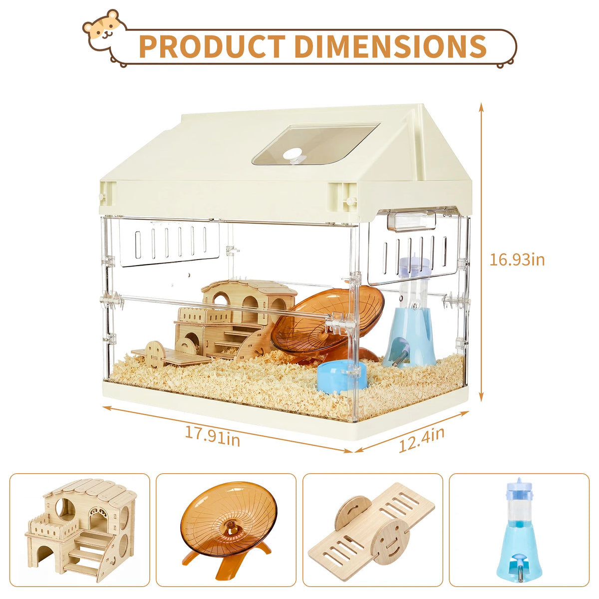 HiMiss Acrylic Hamster Cage Starter Kit For Small Pets
