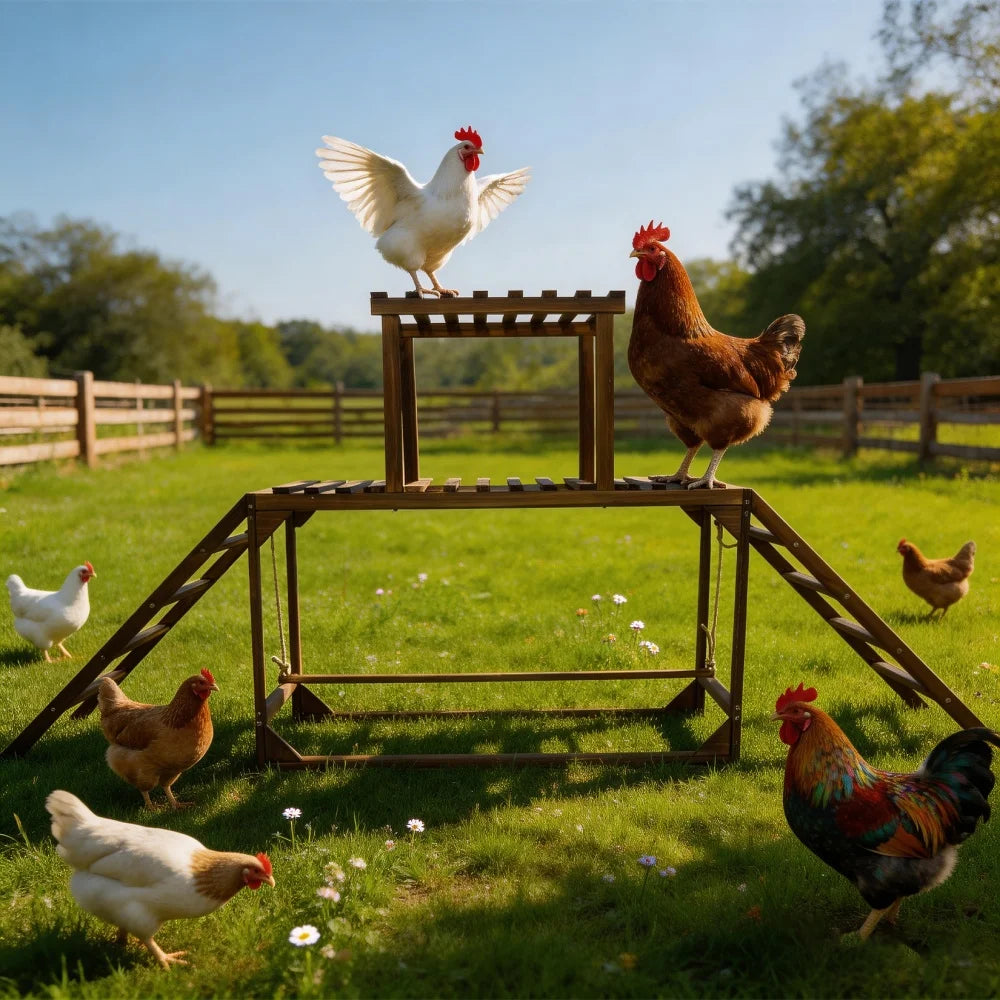 Borwart Chicken Coop Ladder With Swing And Roosting Bar