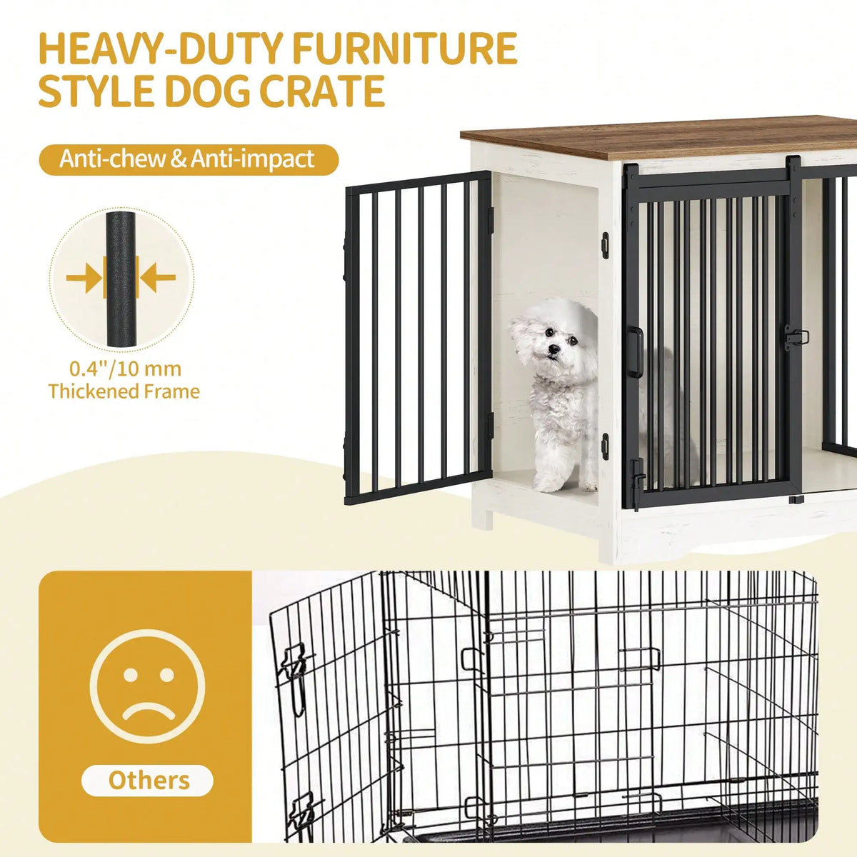 Wooden Dog Crate Furniture With Barn Door And Side Table