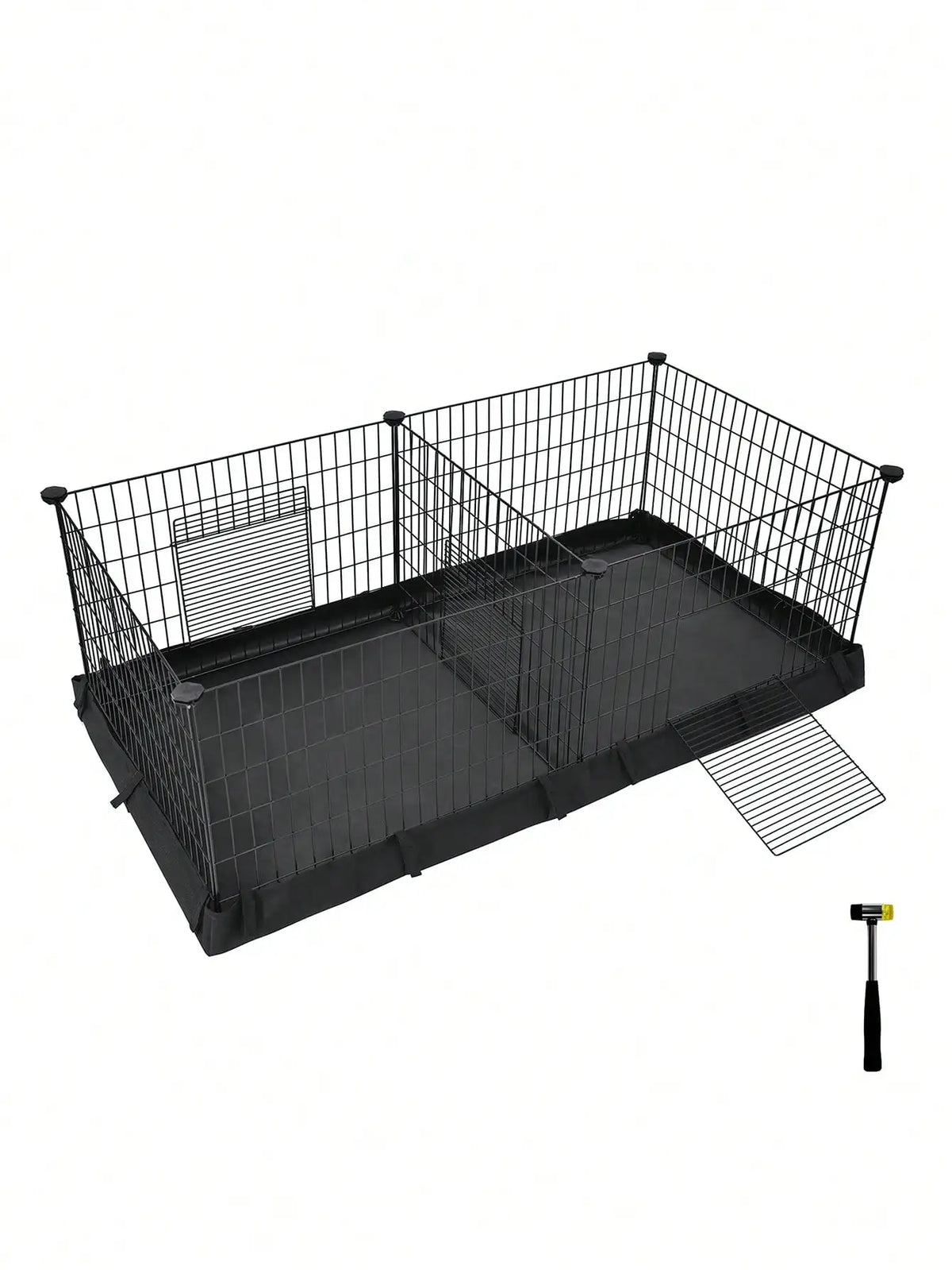 Metal Guinea Pig Cage With Dual Compartments And Waterproof Liner