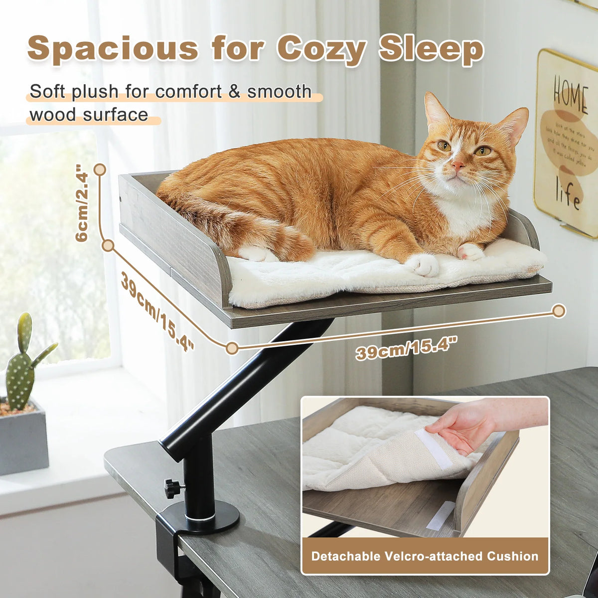 Pawz Road Adjustable Rotatable Plush Desk Cat Bed Stand
