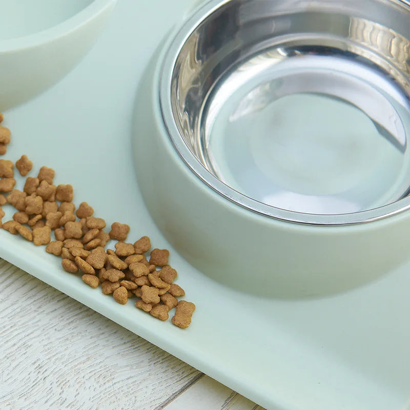 Stainless Steel Double Pet Bowl Feeding Station For Dogs
