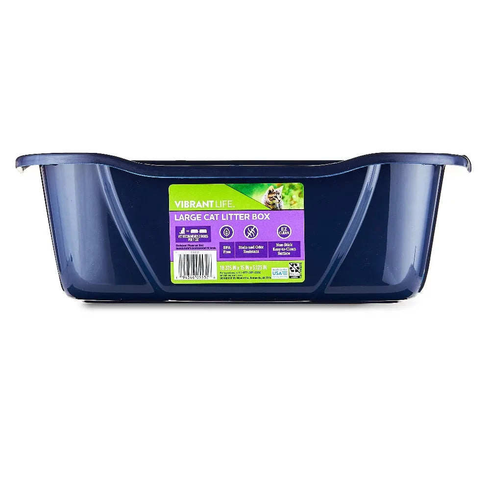 Open Cat Litter Box With High Sides And Removable Lid