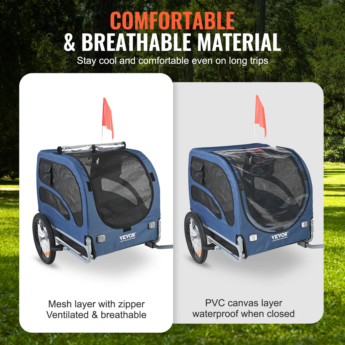 Collapsible Dog Bike Trailer With Reflective Safety Features