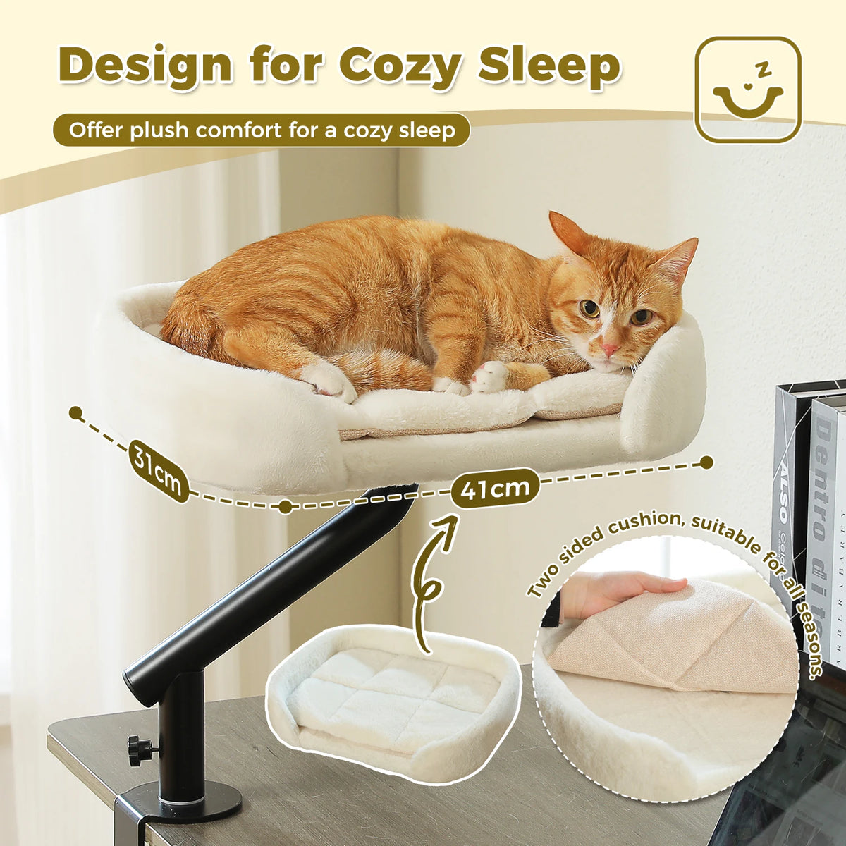 Pawz Road Adjustable Rotatable Plush Desk Cat Bed Stand