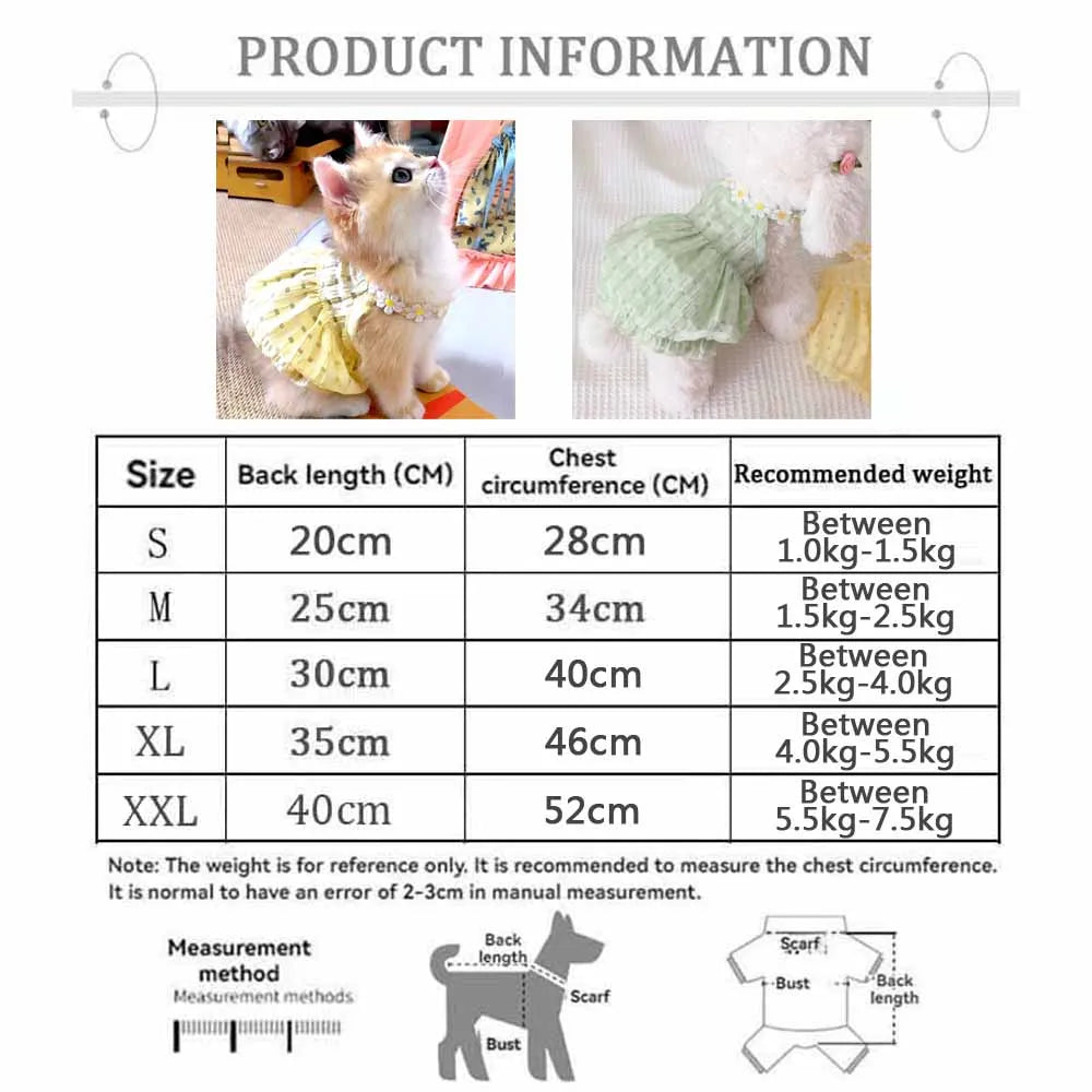 Polar Fleece Pet Dress With Floral Collar For Small Dogs