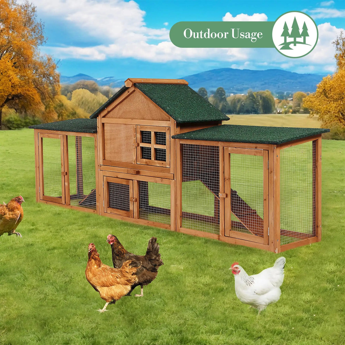 DishyKooker Outdoor Wooden Rabbit Hutch With Double Runs And Ramp