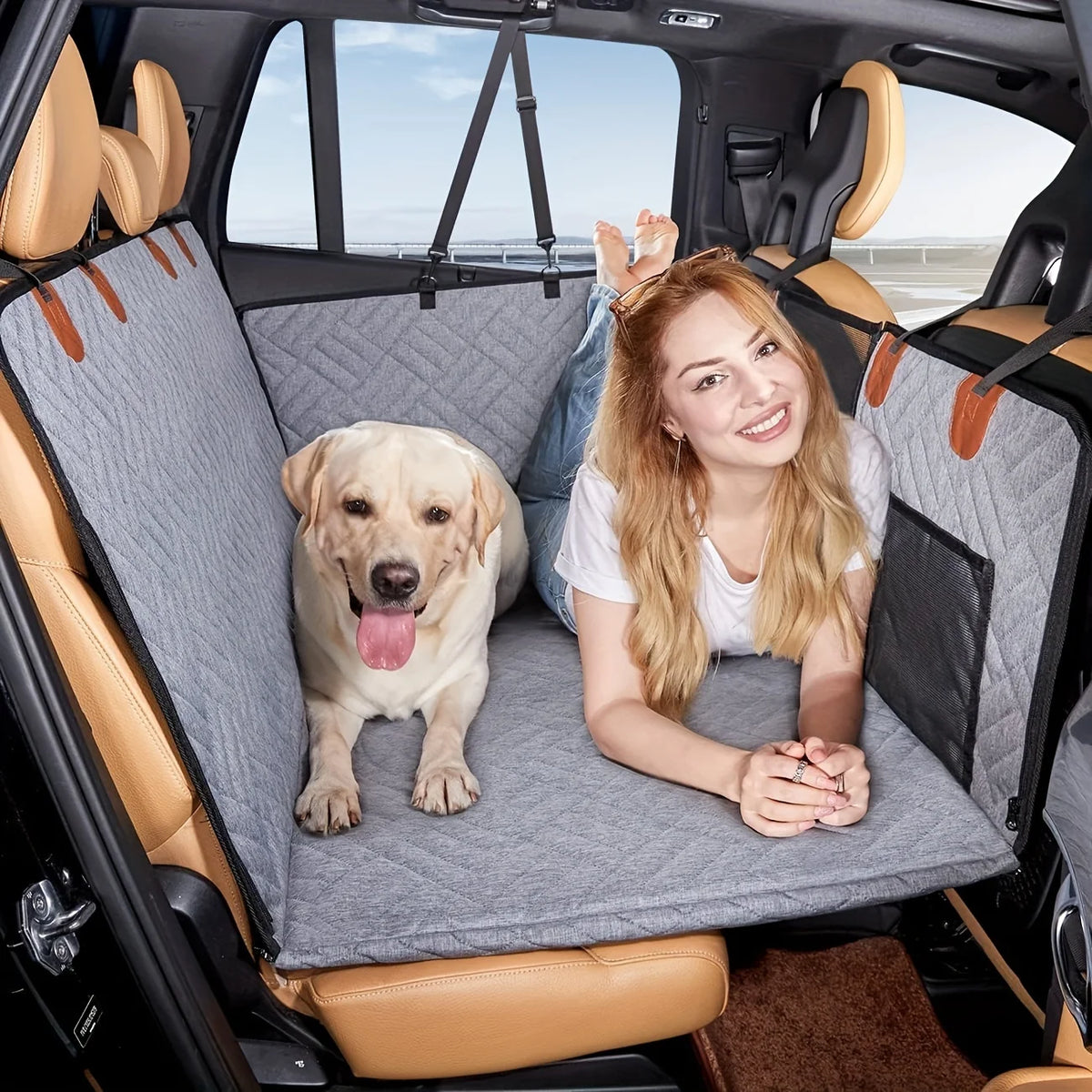 Waterproof Hammock Pet Car Seat Cover With Soft Cotton Padding