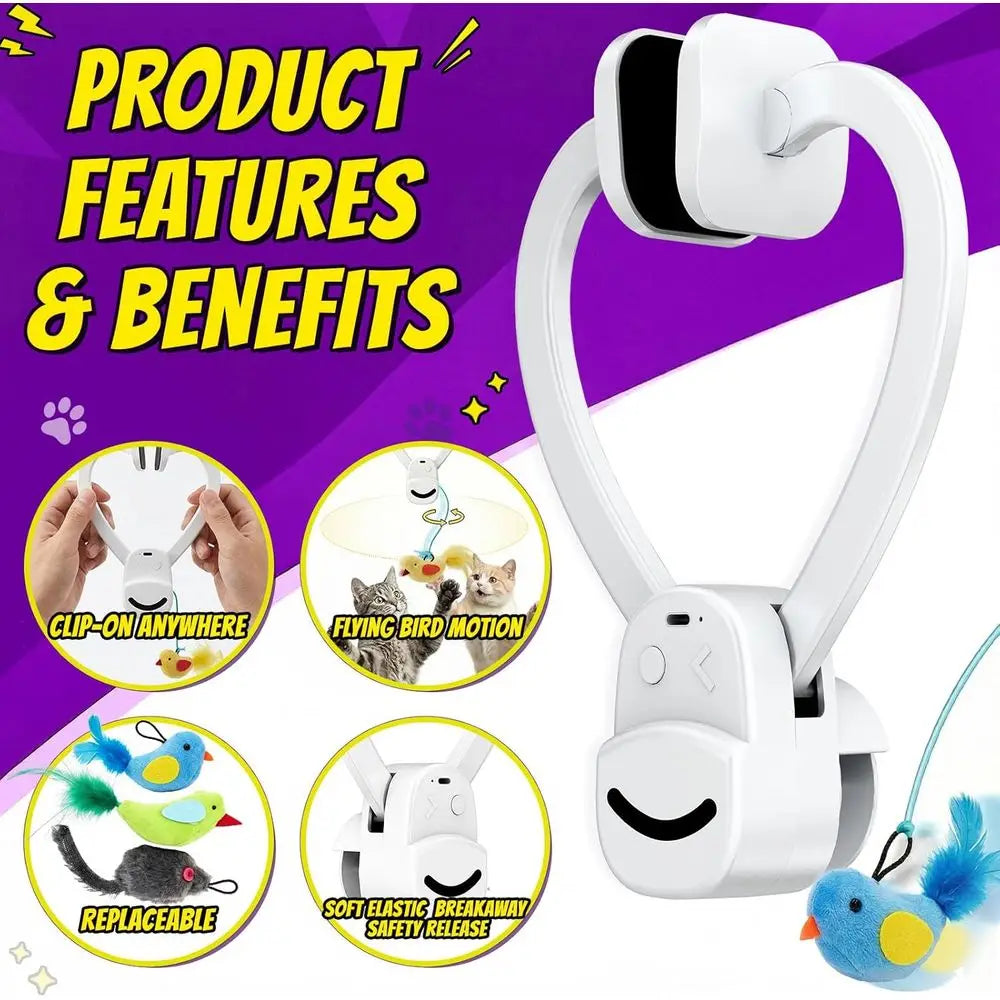 Interactive Cat Toy Wand Bird Chase Indoor USB Rechargeable