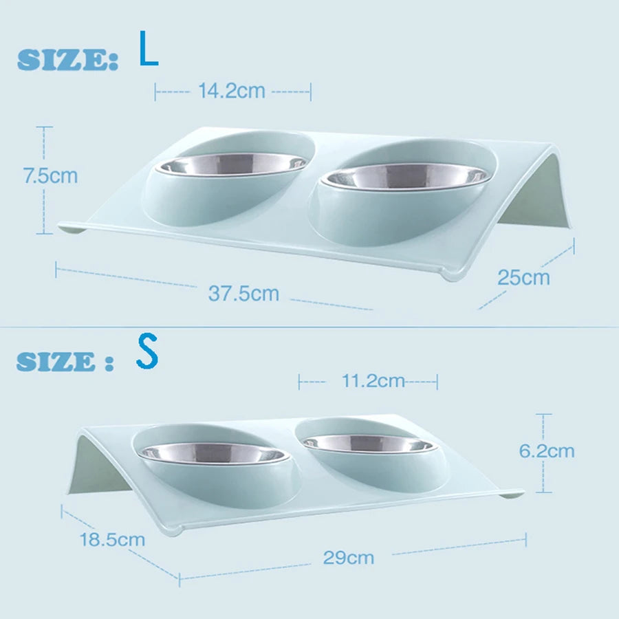 Stainless Steel Double Pet Bowl Feeding Station For Dogs