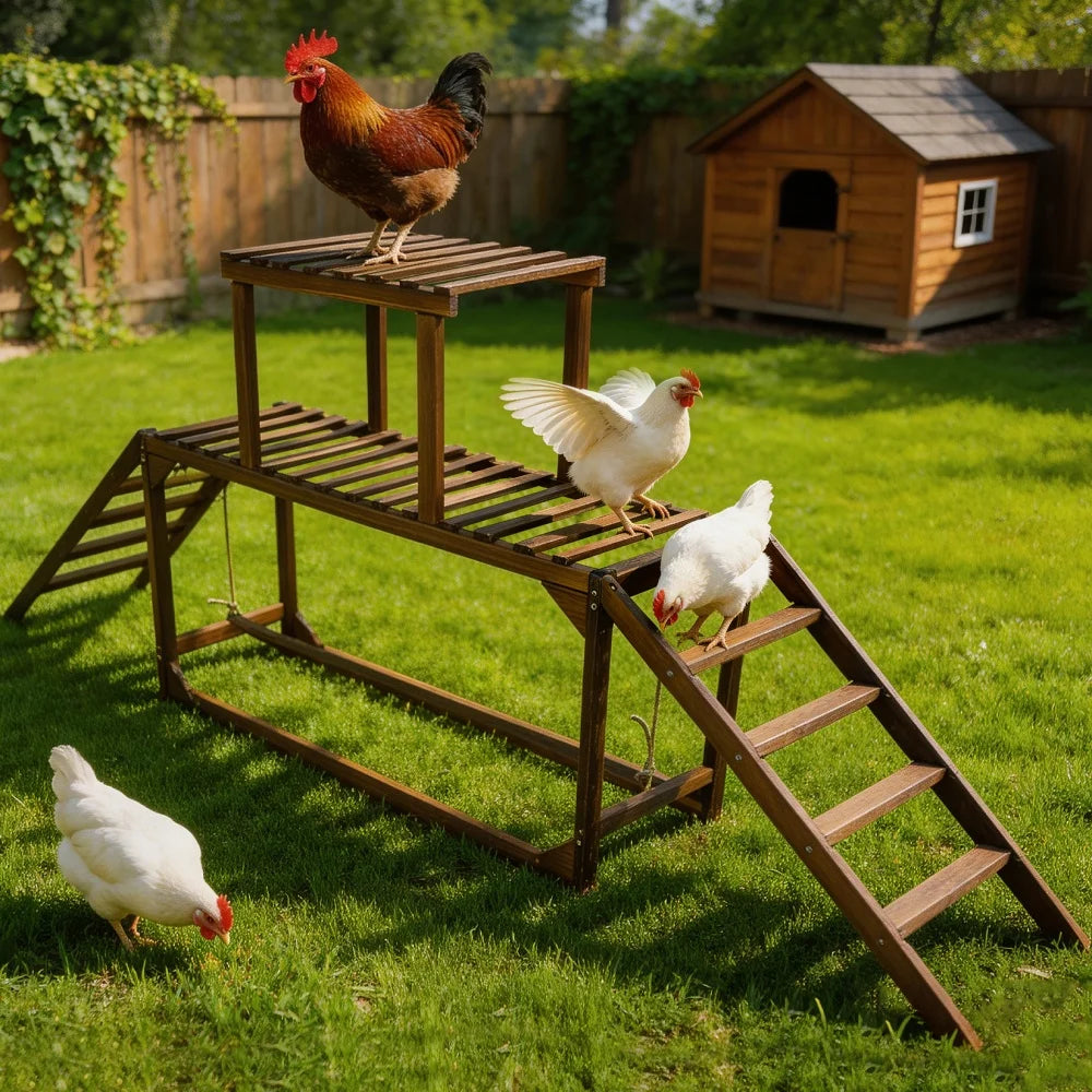Borwart Chicken Coop Ladder With Swing And Roosting Bar