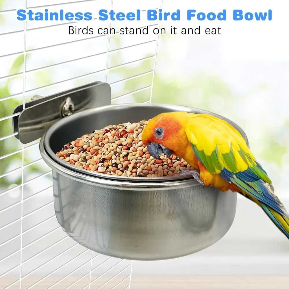 Plastic Bird Cage Feeder Cups Water Bowl Holder Clamp