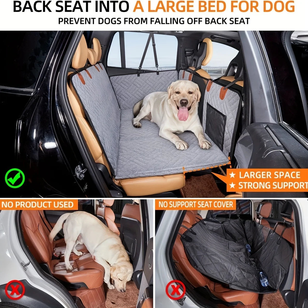 Waterproof Hammock Pet Car Seat Cover With Soft Cotton Padding