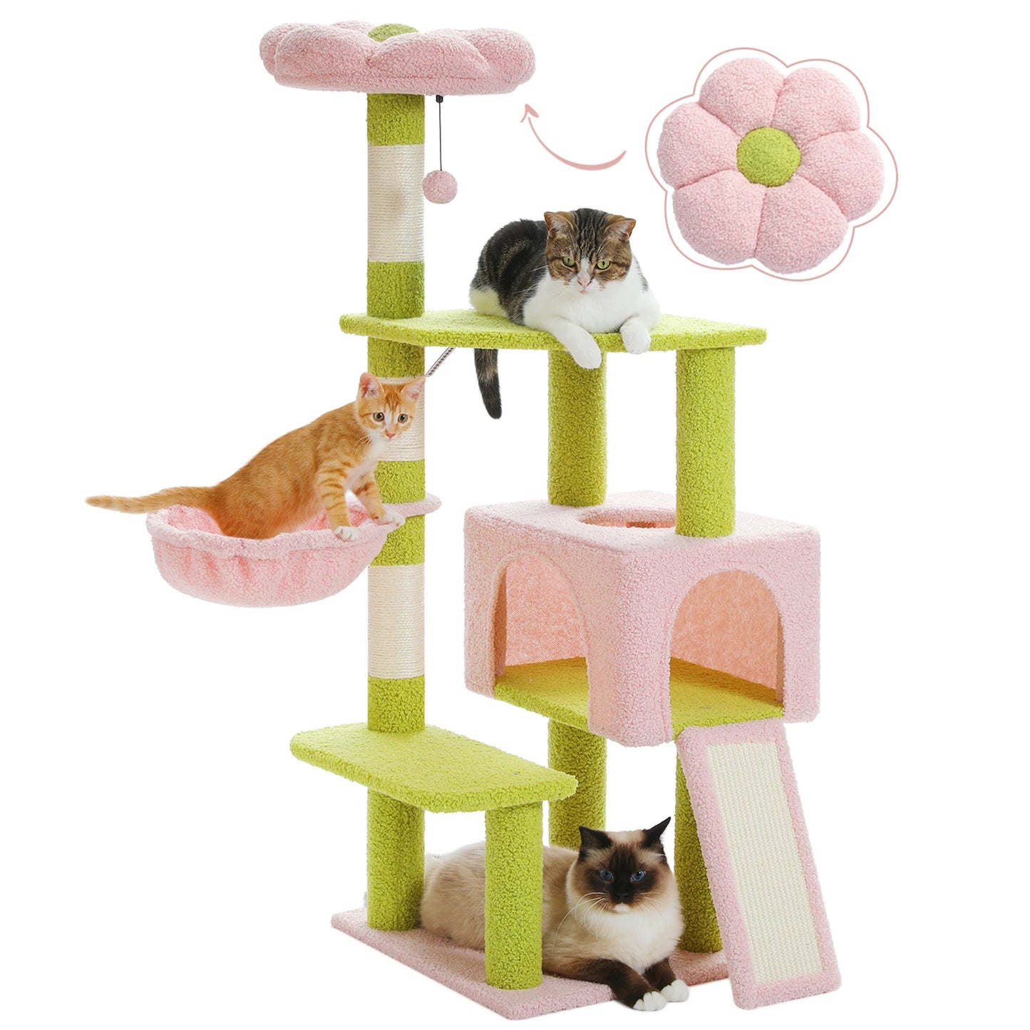 PEQULTI CN Flower Cat Tree Multi Level Cat Tower With Scratching Posts