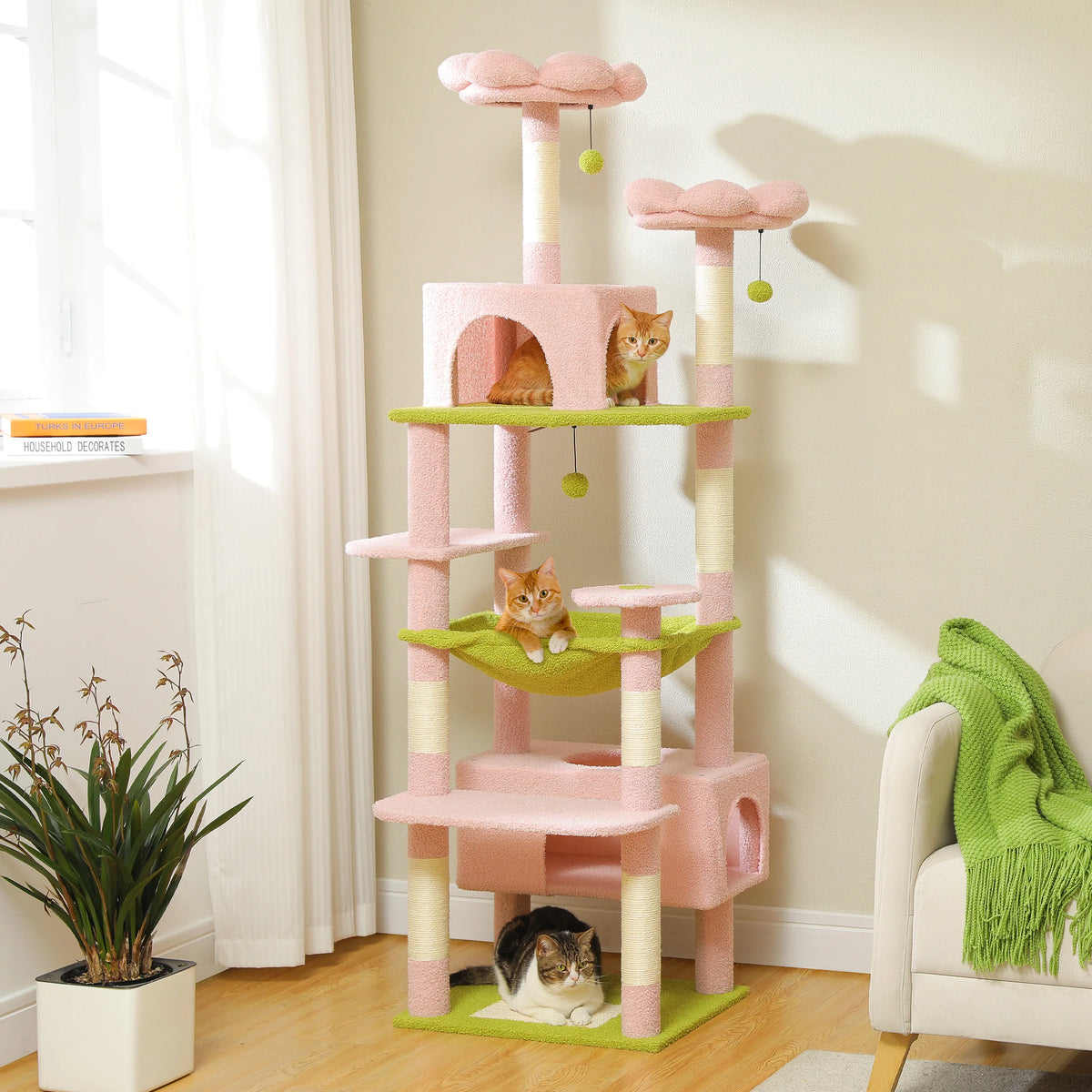 PEQULTI Multi Tier Cat Tree Tower With Scratching Posts