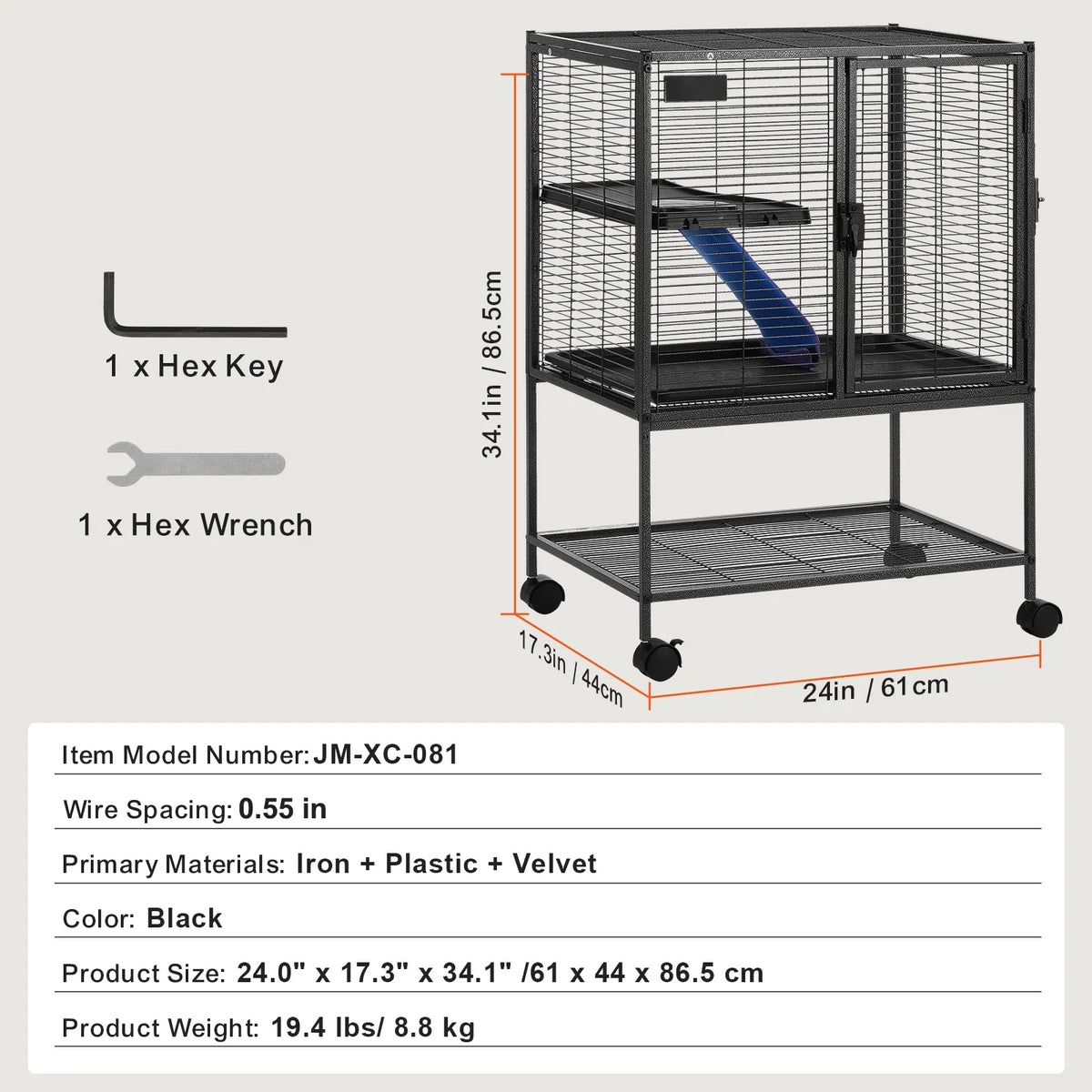 Four Tier Rolling Metal Pet Cage For Small Animals