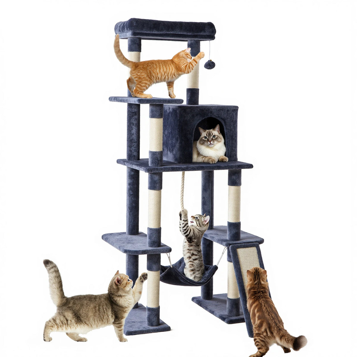 JHK Multi Level Cat Tree With Natural Sisal Scratching Posts