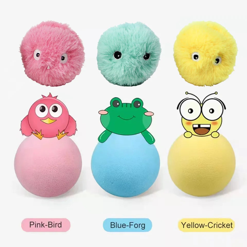 Smart Interactive Plush Cat Toy Ball Featuring Touch Squeak Design