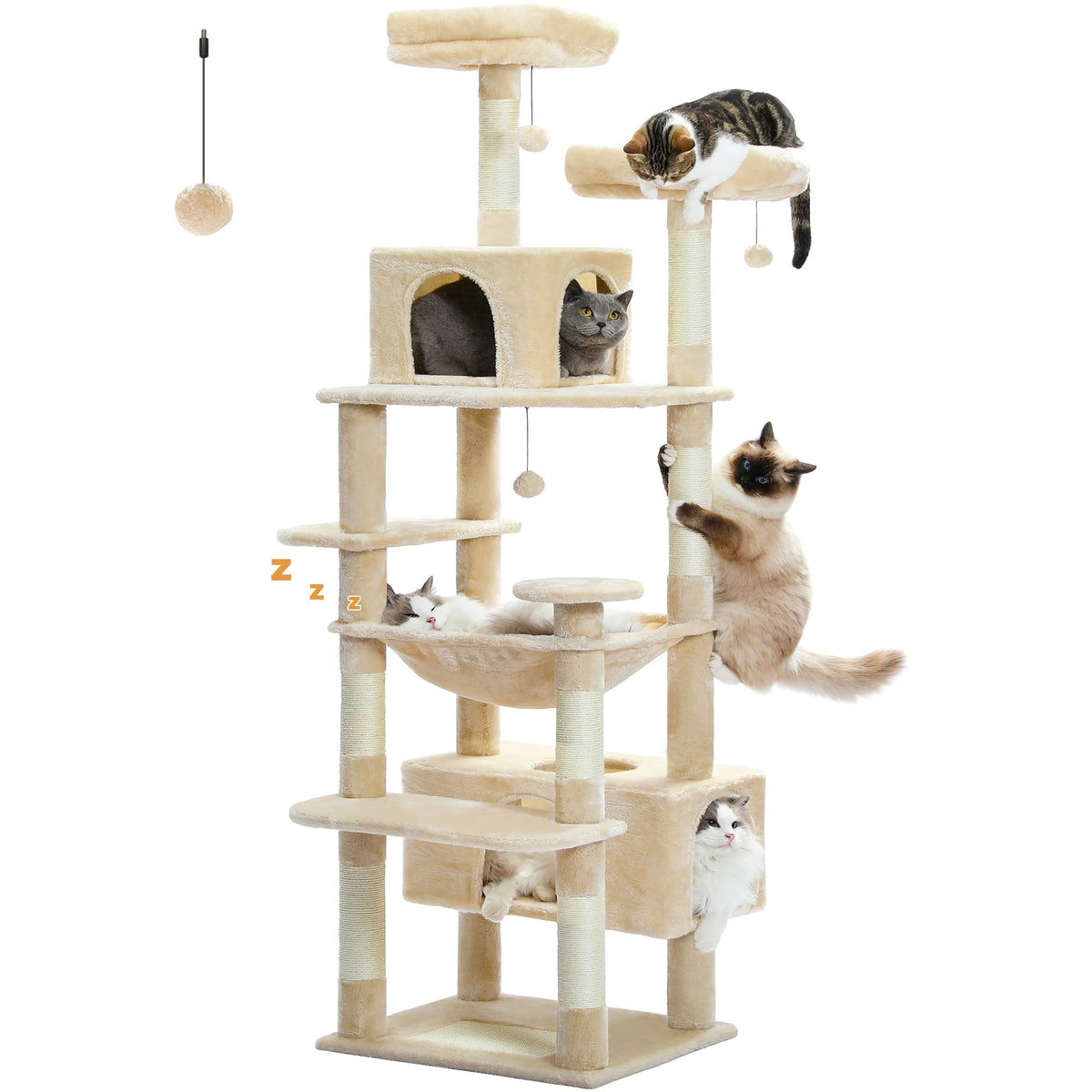 PEQULTI Multi Tier Cat Tree Tower With Scratching Posts