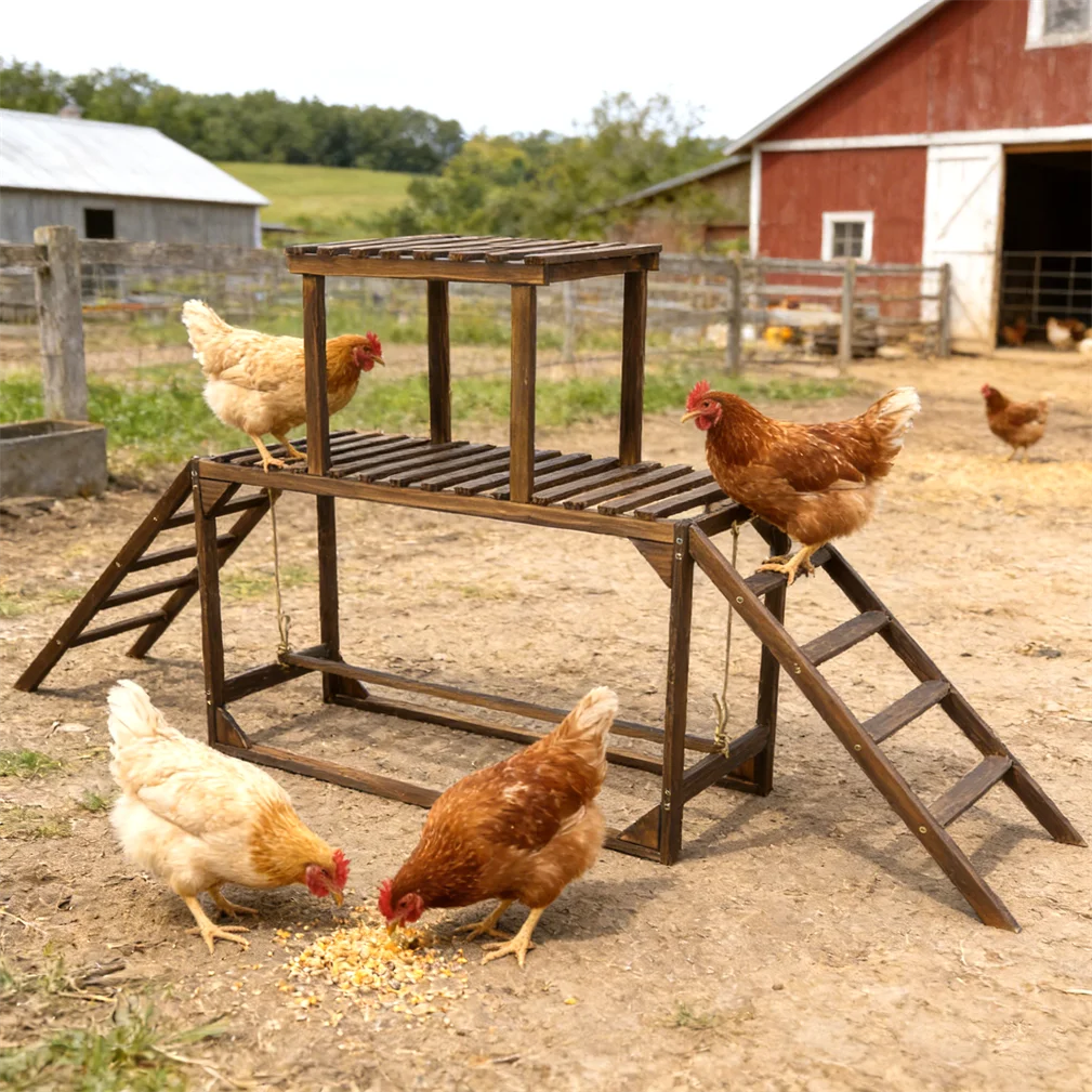 Borwart Chicken Coop Ladder With Swing And Roosting Bar
