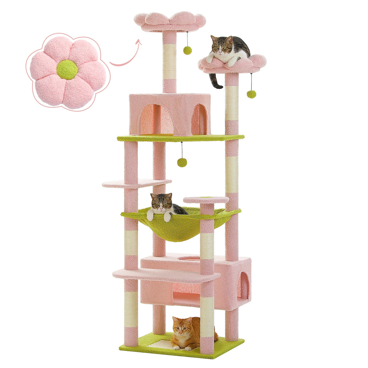 PEQULTI Multi Tier Cat Tree Tower With Scratching Posts