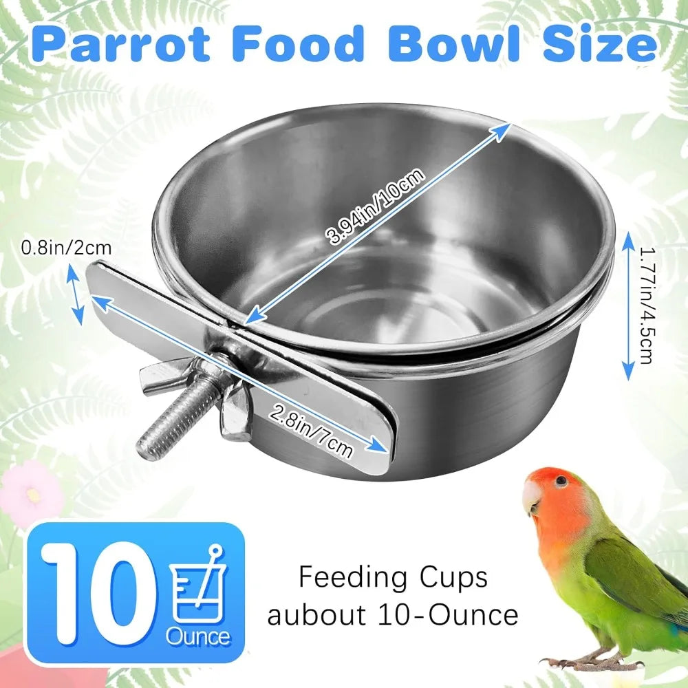 Plastic Bird Cage Feeder Cups Water Bowl Holder Clamp
