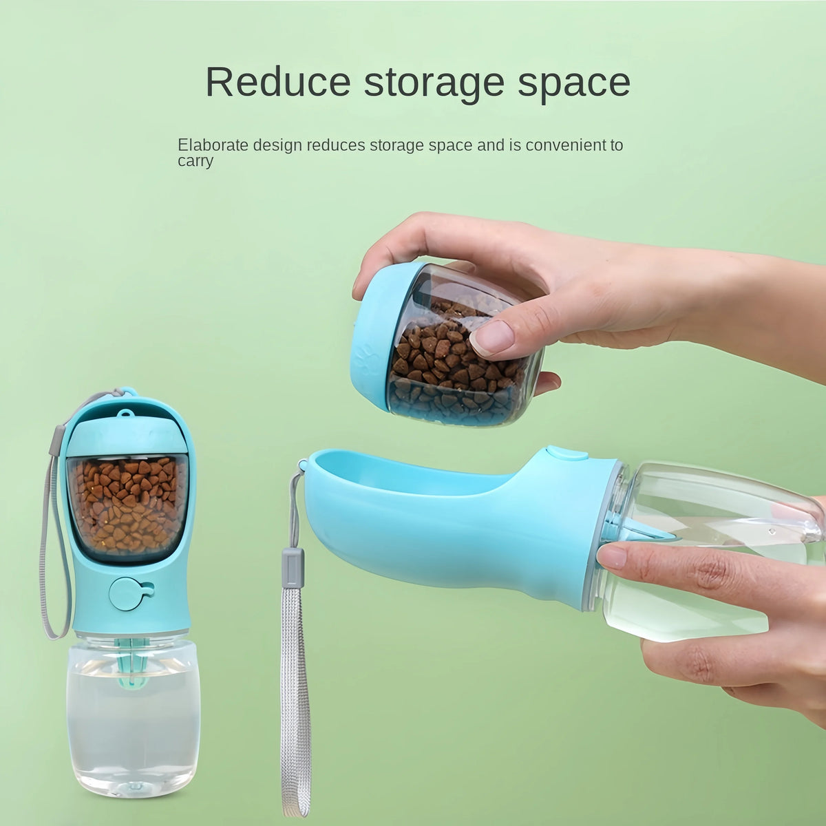 Portable Outdoor Pet Water Bottle With Food Storage Compartment