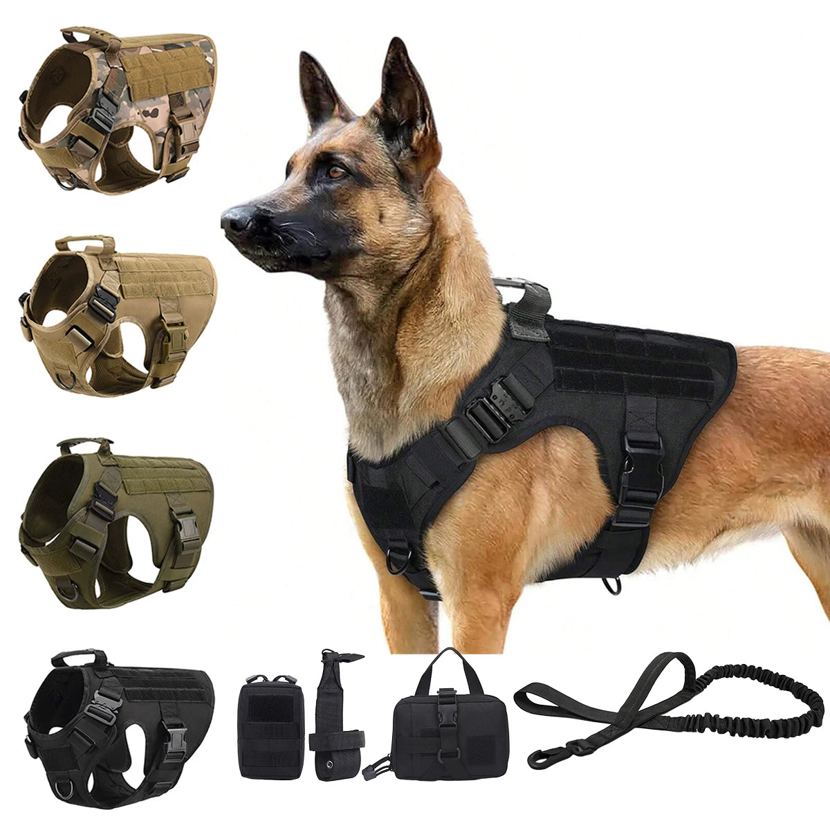 Tactical Dog Harness With Molle Pouches For German Shepherd Training
