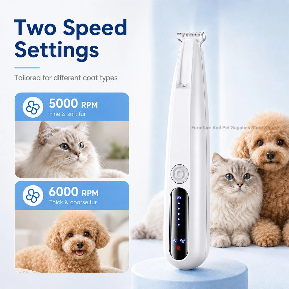 Waterproof Pet Hair Trimmer With Led Display And Travel Lock