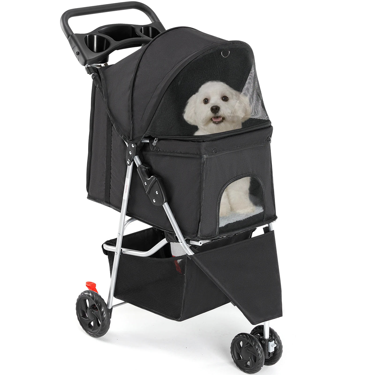 Foldable Three Wheel Pet Stroller For Small Dogs And Cats