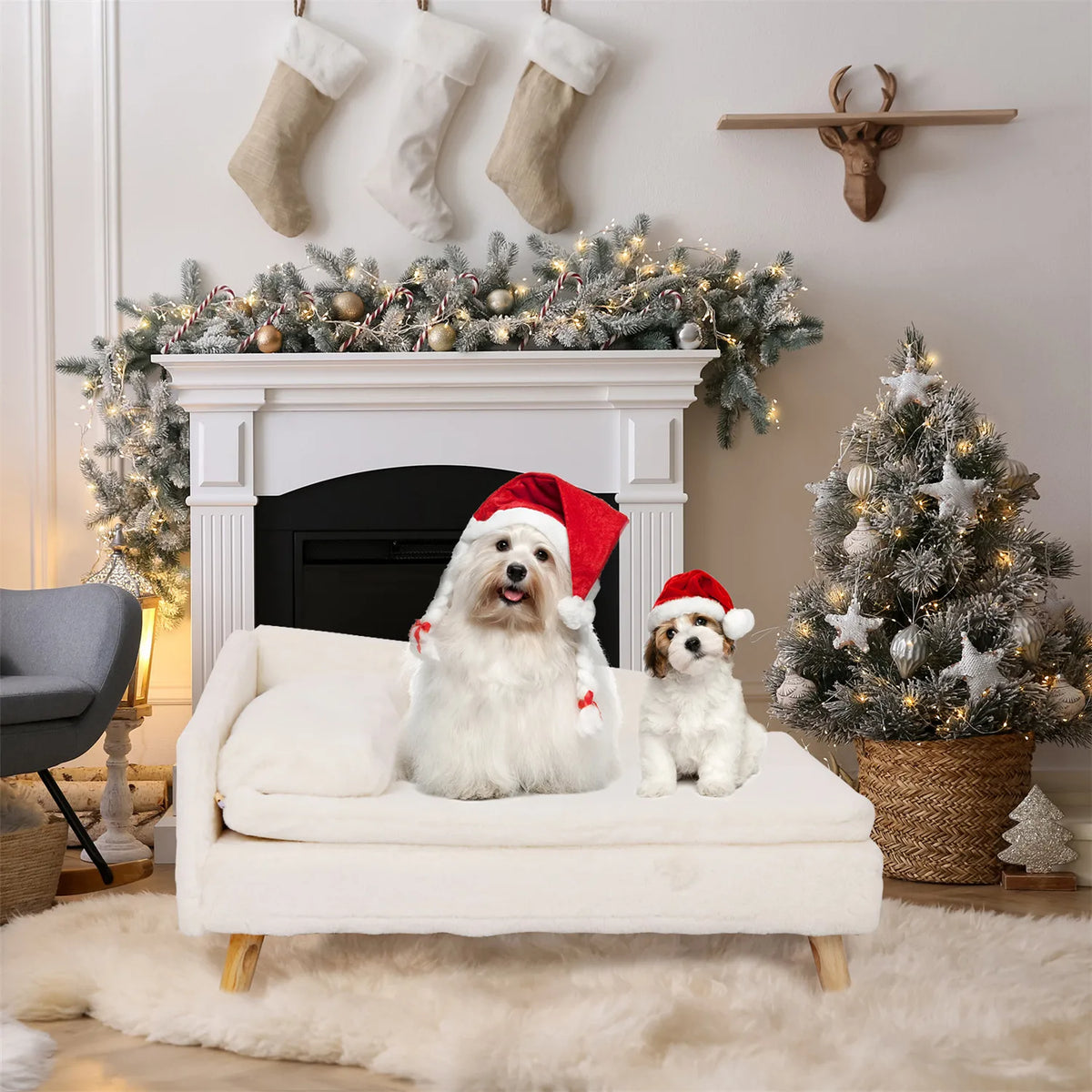 Bingopaw Elevated Pet Bed With Waterproof Cushion And Wood Legs