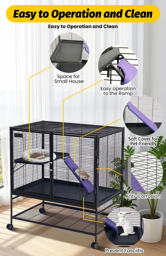 HiMISS Multi Level Small Animal Cage With Ramp And Tray