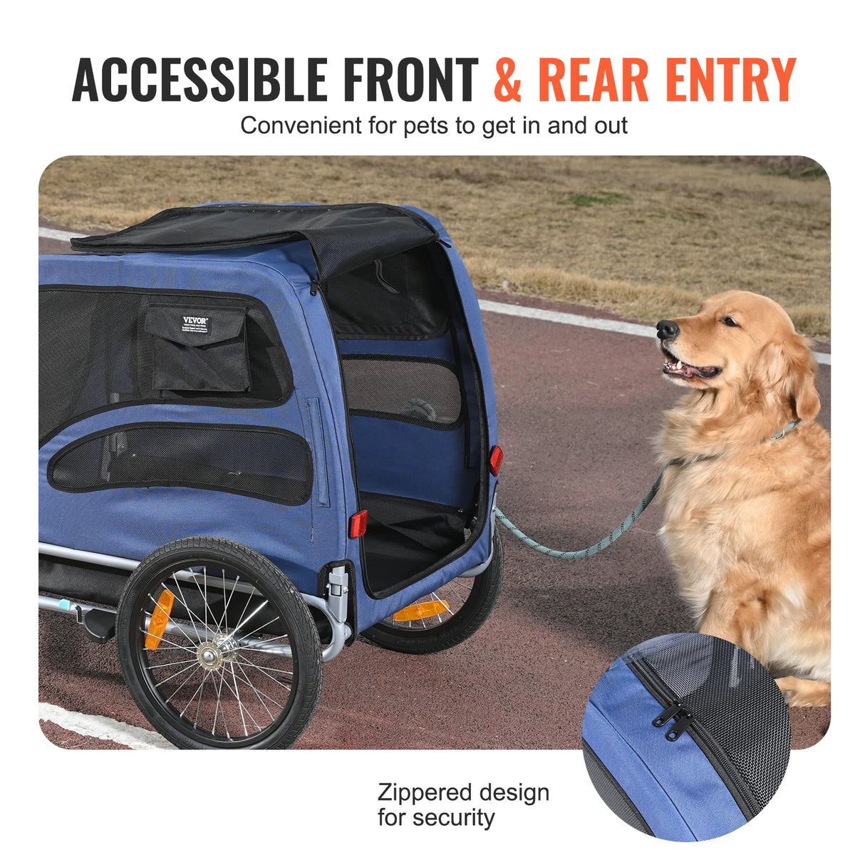 Collapsible Dog Bike Trailer With Reflective Safety Features