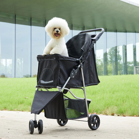 Foldable Three Wheel Pet Stroller For Small Dogs And Cats