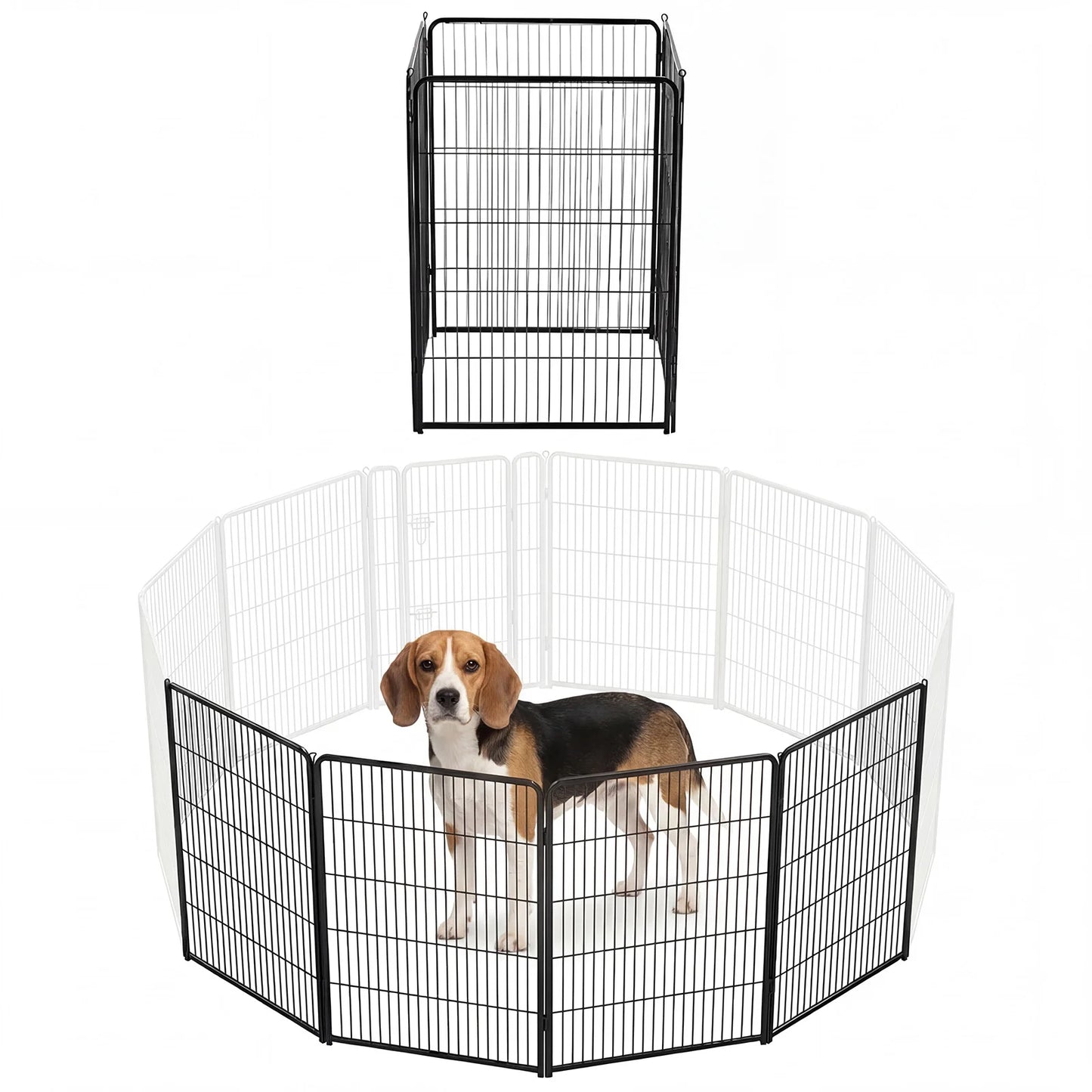 JHK 6 Panels Metal Dog Playpen Foldable Fence Indoor Outdoor