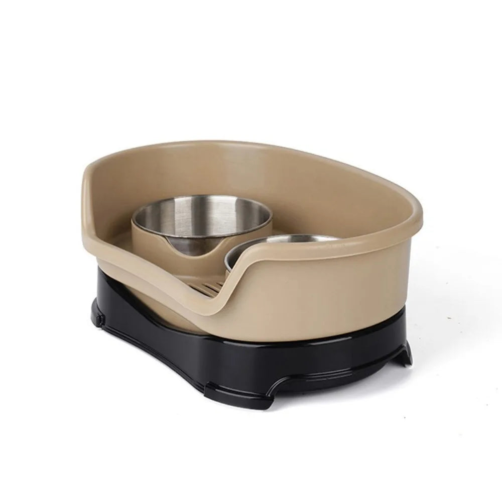 Stainless Steel Dog Bowl Non Slip Removable Baffle Plate
