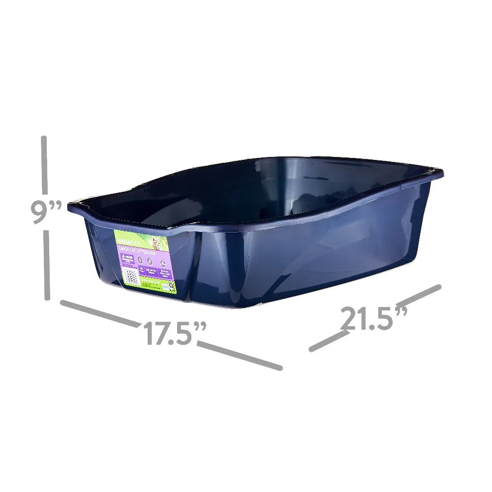 Open Cat Litter Box With High Sides And Removable Lid