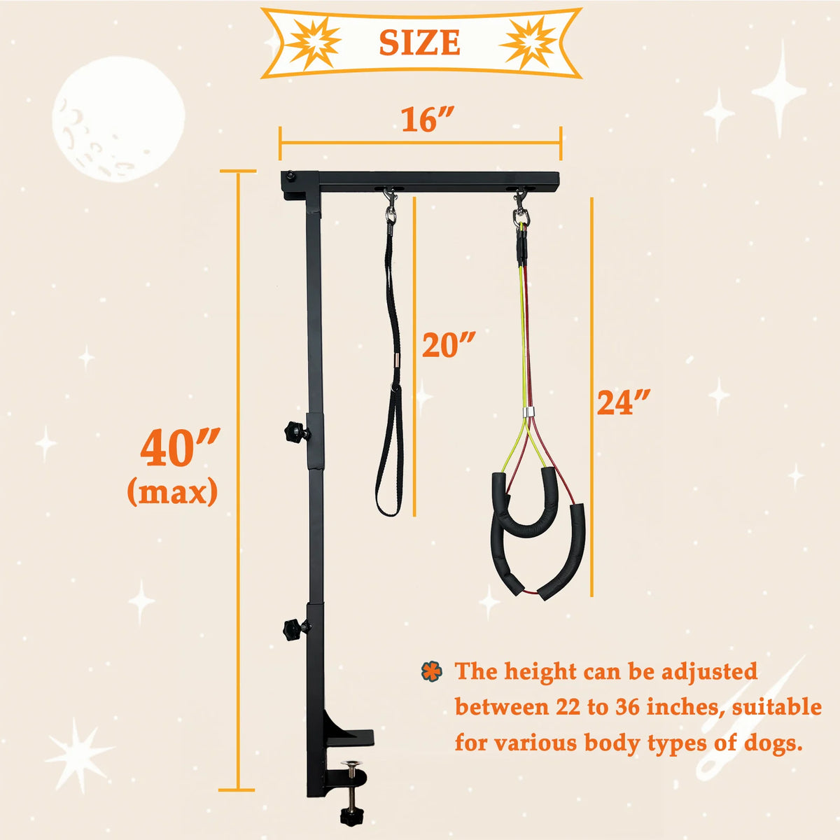 Height Adjustable Dog Grooming Arm With Clamp And Loop