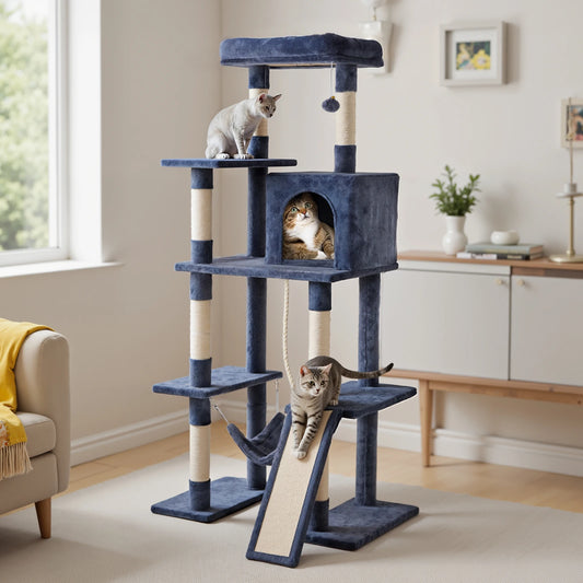 JHK Multi Level Cat Tree With Natural Sisal Scratching Posts