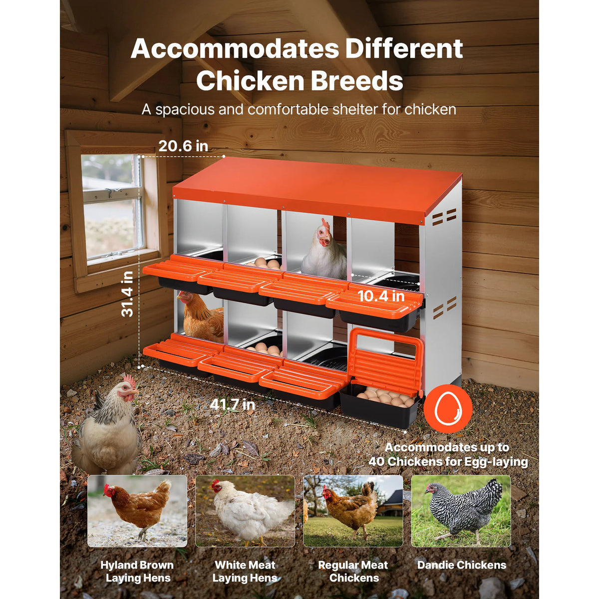 SucceBuy Galvanized Steel Chicken Nesting Box Rollout Egg Tray