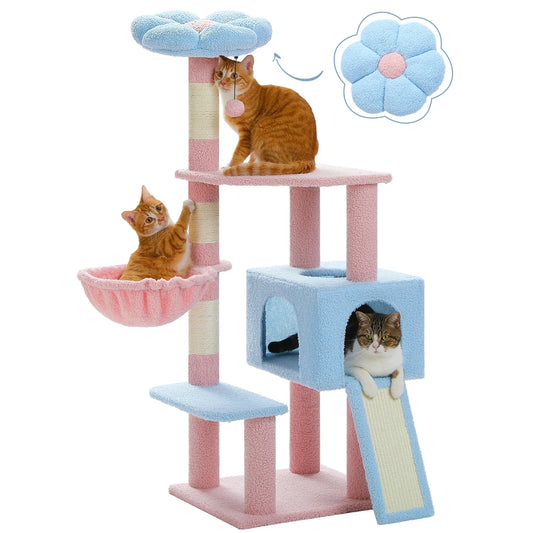 PEQULTI CN Flower Cat Tree Multi Level Cat Tower With Scratching Posts