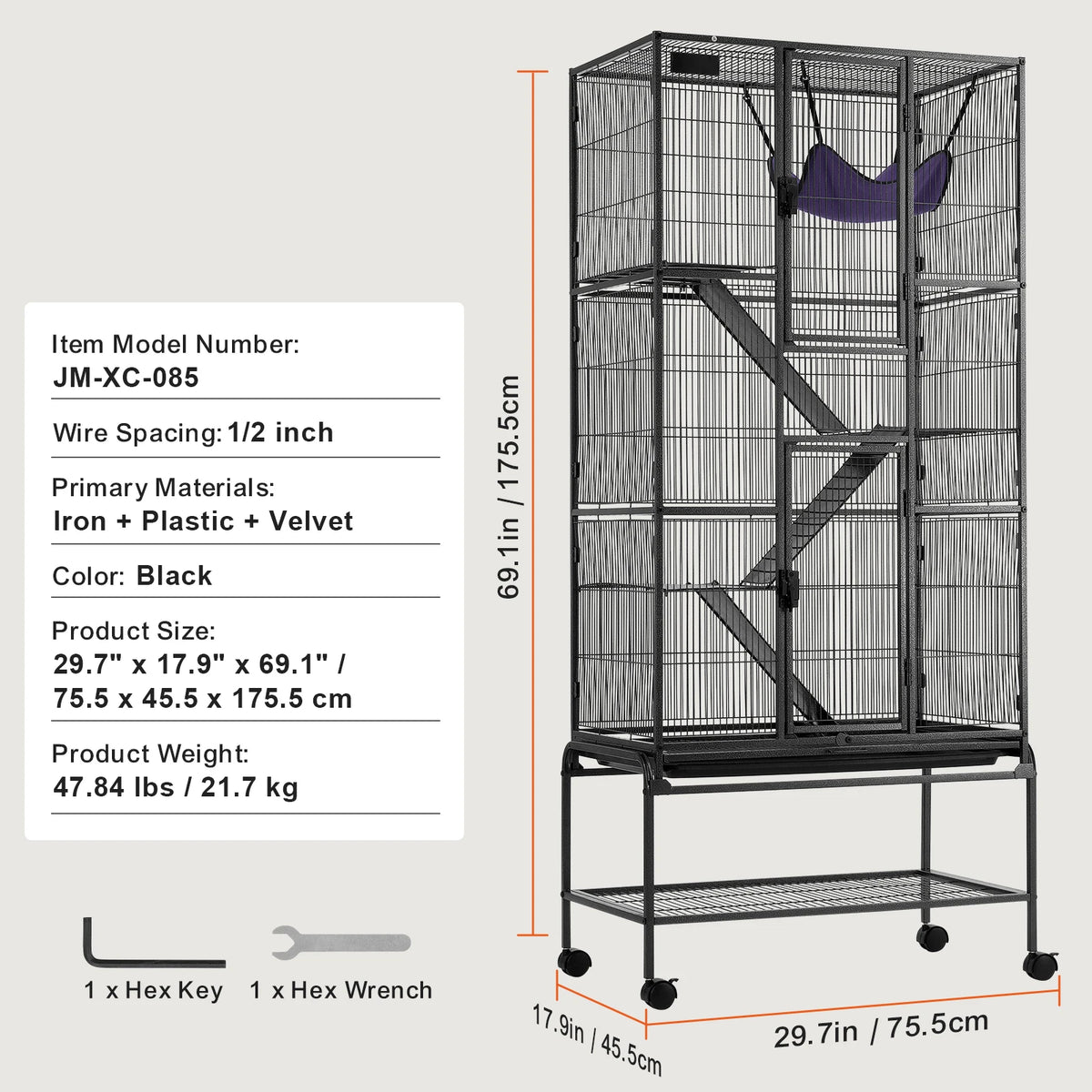 Four Tier Rolling Metal Pet Cage For Small Animals