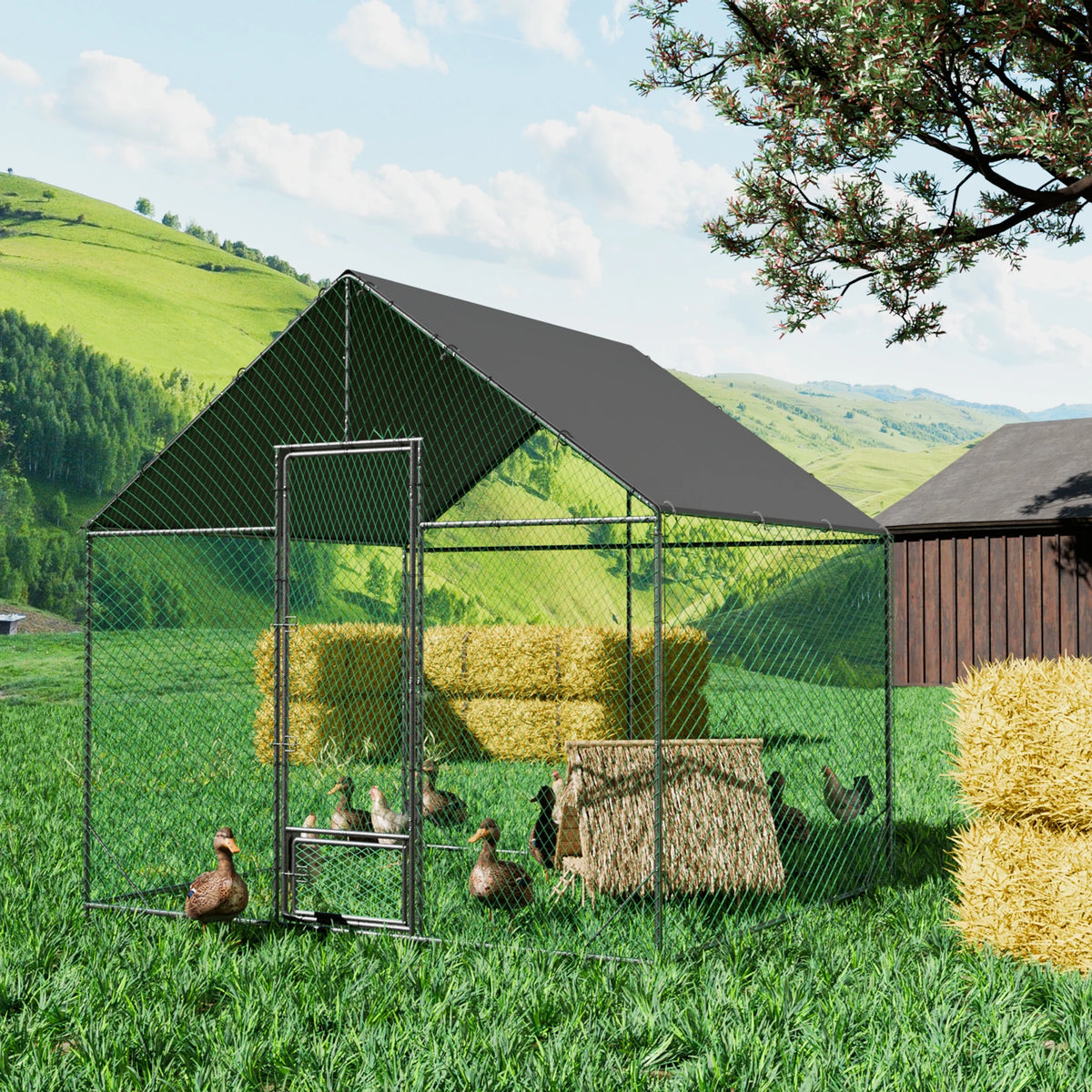 Bingopaw Heavy Duty Metal Chicken Coop With Nylon Netting