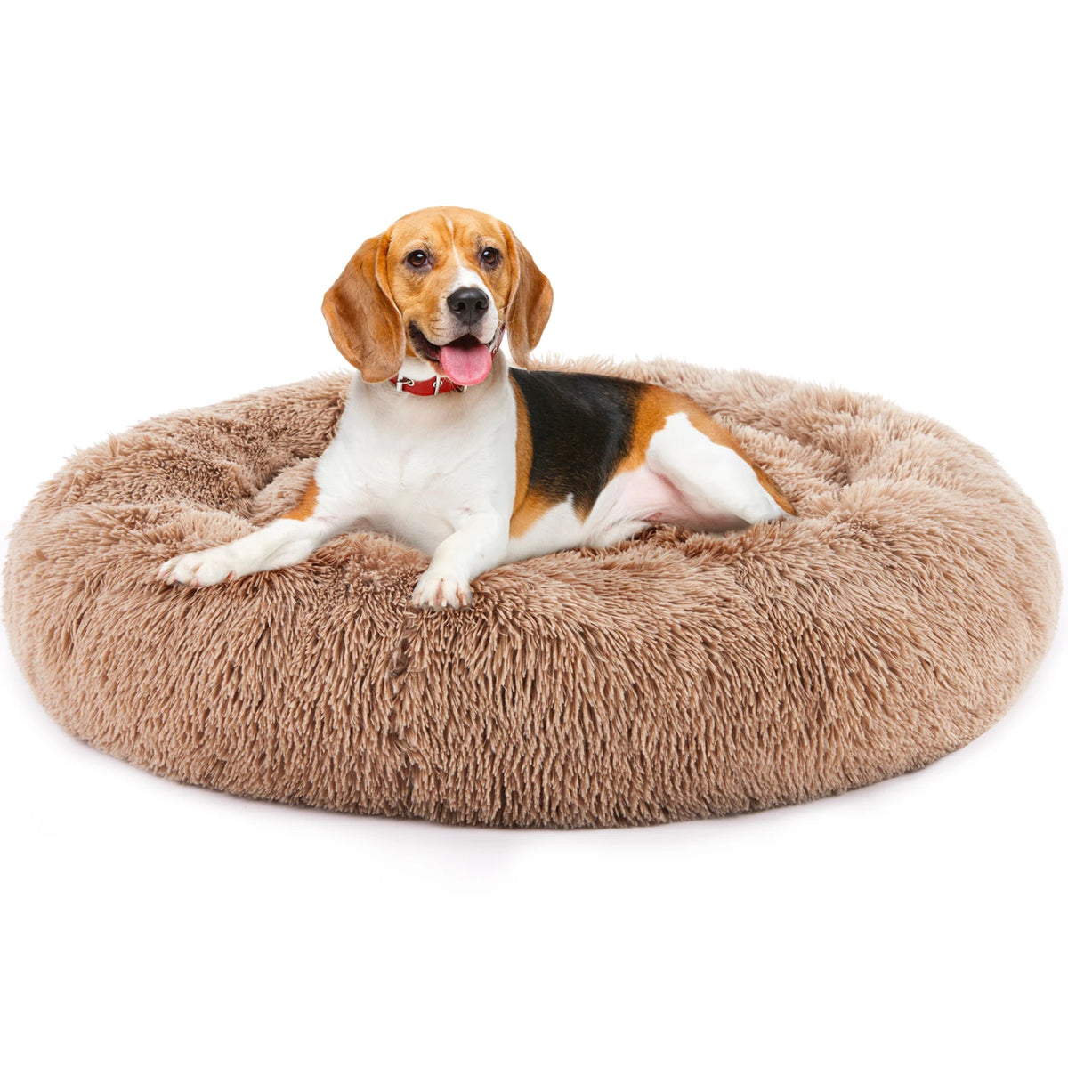 JHK Ultra Soft Round Plush Faux Fur Calming Dog Bed