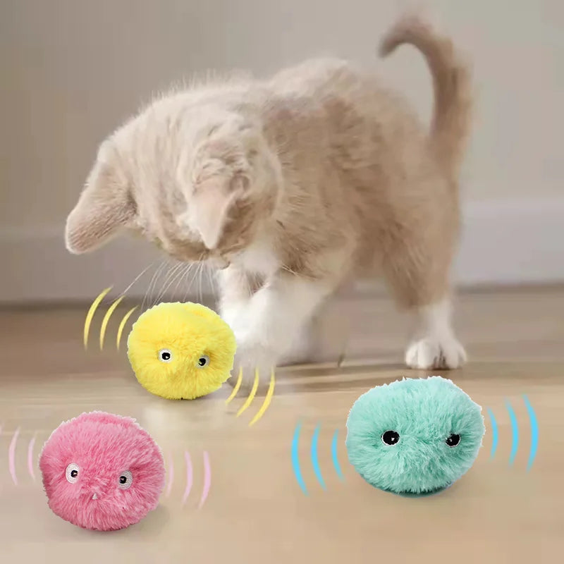 Smart Interactive Plush Cat Toy Ball Featuring Touch Squeak Design